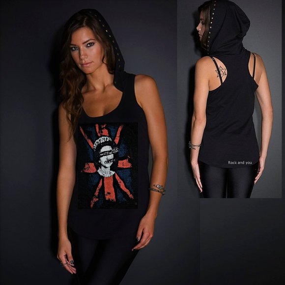 Sex Pistols God Save The Queen punk rock Official Hooded Tank Top M NWT - Picture 1 of 4